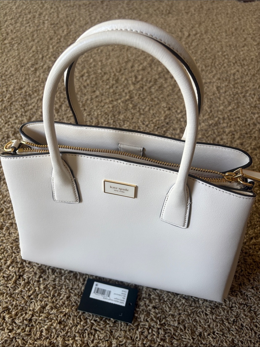 kate spade ♠️ White Serena Saffiano Satchel with Gold Hardware 🌟